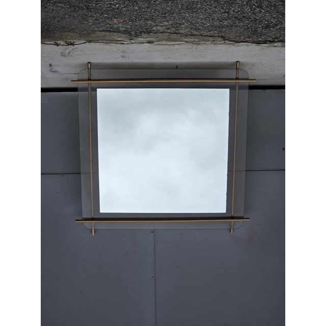 Minimalist Crystal and Tubular Brass Mirror from Zevi, 1970s For Sale - Image 6 of 8