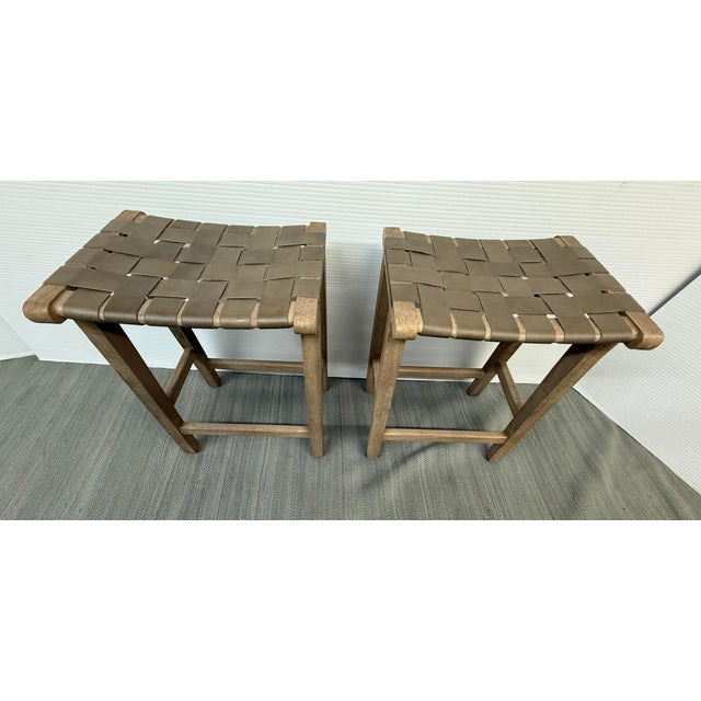 Wood Pottery Barn Fenton Counter Stools, Pair For Sale - Image 7 of 12