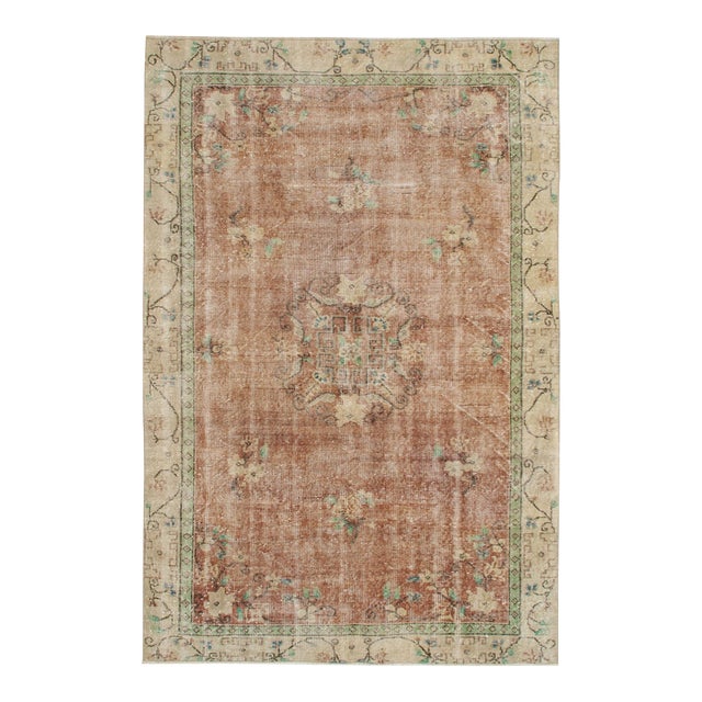 Vintage Turkish Oushak Rug - 5`4" X 8`2" For Sale