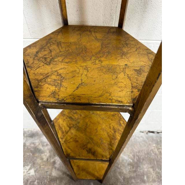 Hollywood Regency Vintage Italian Gold Gilt Iron & Wood Tiered Etageres For Sale - Image 3 of 8