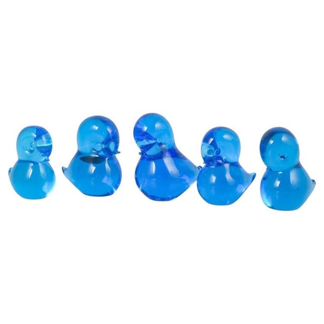 1970s Five Duck Figurines in Blue Art Glass by Josef Marcolin for FM Ronneby, 1970s, Set of 5 For Sale - Image 5 of 5