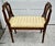 Antique Regency Walnut Vanity Bench Double Arm Inlaid Wood Gold Stripe 1910s For Sale - Image 10 of 13