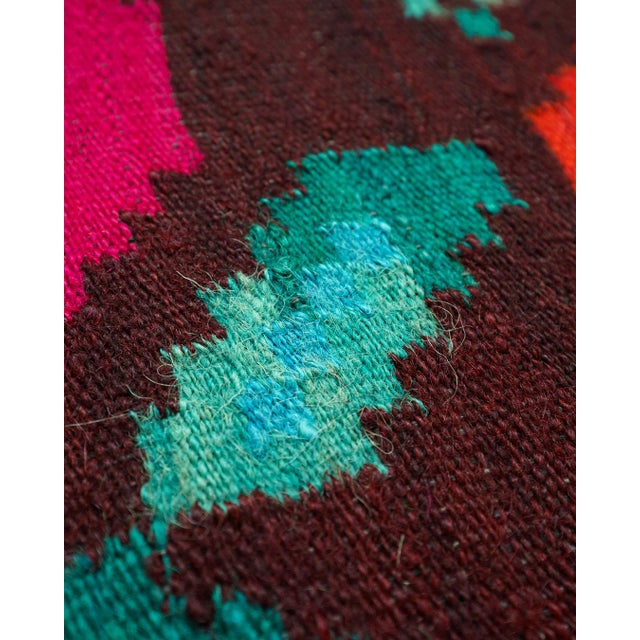 Rustic Vintage Romanian Bessarabian-Style Handwoven Wool Rose Kilim Runner Rug, 1960s For Sale - Image 3 of 9