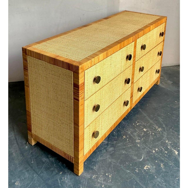 Vintage Boho Bielecky Brothers Woven Rattan Dresser For Sale In West Palm - Image 6 of 9