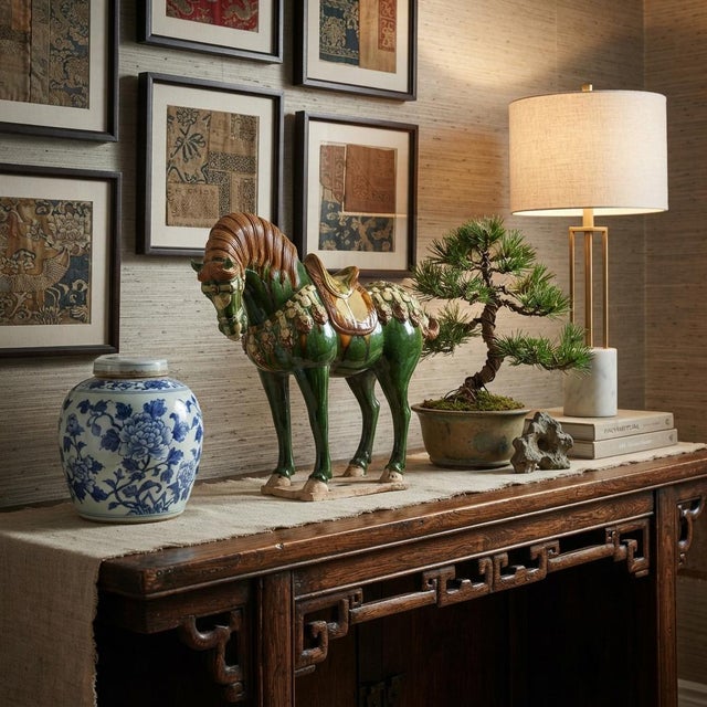 Oriental Ceramic Sancai Green Brown Beige Fengshui Artistic Figure For Sale In San Francisco - Image 6 of 11