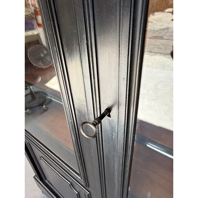 Late 19th Century French Napoleon III Style Ebonized Bookcase With Original Glass Doors For Sale - Image 11 of 18