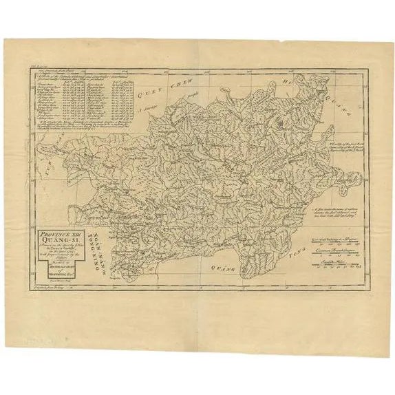 Antique Map of the Province of Quang-Si by Du Halde, 1738 For Sale