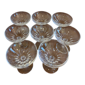Vintage Josair German Etched Crystal Champagne Coupe Glasses – Set of 8