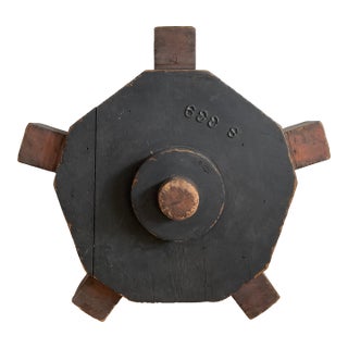 Early 20th Century Large Industrial Wooden Factory Mold With Blackened Patina For Sale
