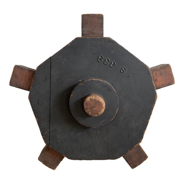 Early 20th Century Large Industrial Wooden Factory Mold With Blackened Patina For Sale