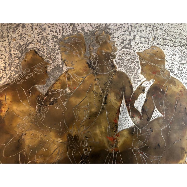 Copper Acid Etched and Bronze Romanesque Coffee Table by Philip and Kelvin Laverne For Sale - Image 8 of 13