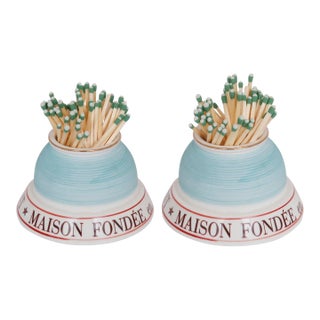 French Café Ceramic Match Strikers, a Pair For Sale
