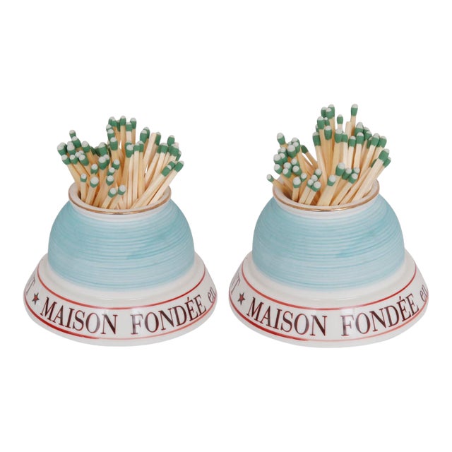 French Café Ceramic Match Strikers, a Pair For Sale
