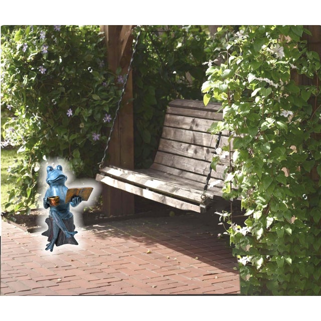 Early 20th Century Spi Frog Family Joy of Reading Aluminum Garden Sculpture For Sale - Image 4 of 6