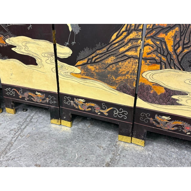 Wood Chinese Eight Immortals Mountain Cloud Eight Panel Screen For Sale - Image 7 of 12