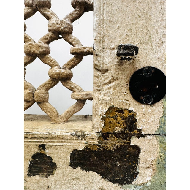 Wood Vintage Wood and Metal Indian Jali Window For Sale - Image 7 of 7
