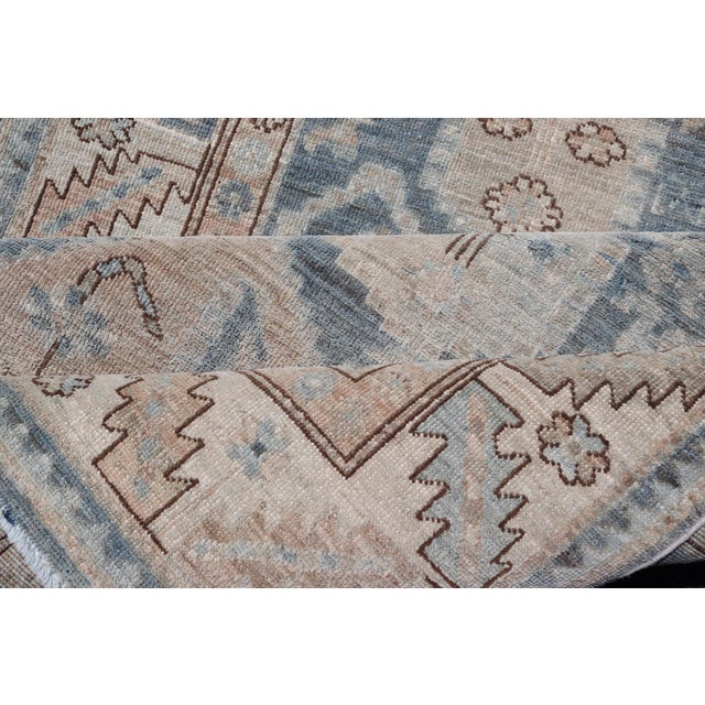 Afghanistan Tabriz Gallery Runner With Soft Blue Field and Ivory Motifs For Sale - Image 15 of 16
