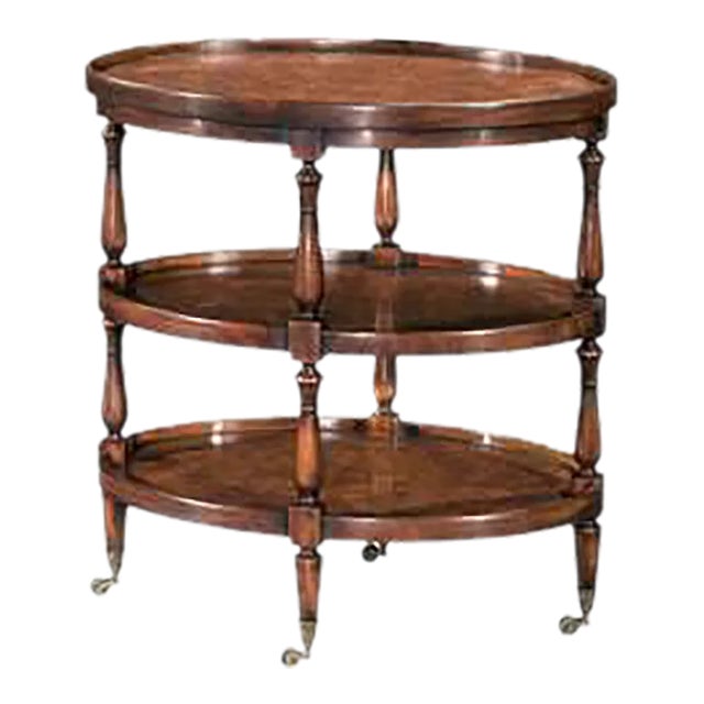 English Three-Tier Oval End Table For Sale