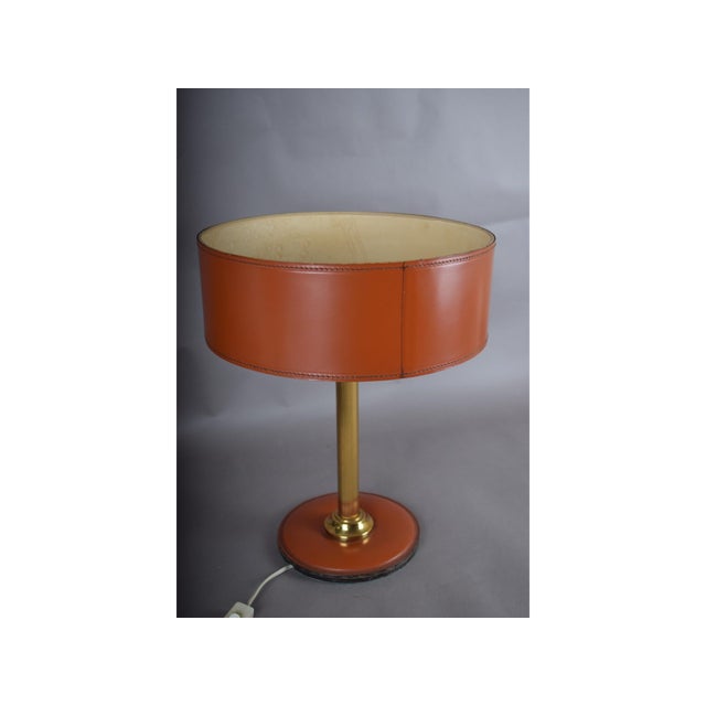 Vintage Brass and Leather Desk Lamp, 1960s For Sale - Image 6 of 11