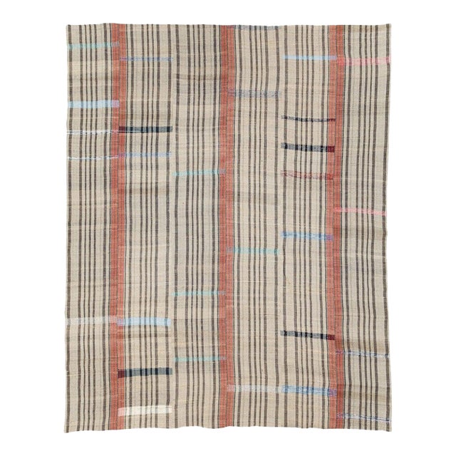 Mid-20th Century Handmade Turkish Flatweave Kilim Room Size Carpet For Sale