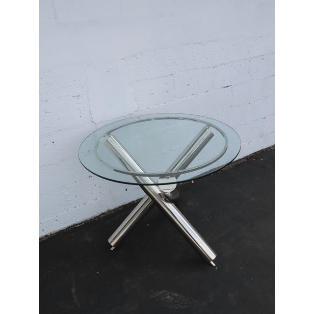 Milo Baughman Style Chrome Glass Top Jax Tables a Pair 6571 For Sale - Image 15 of 18