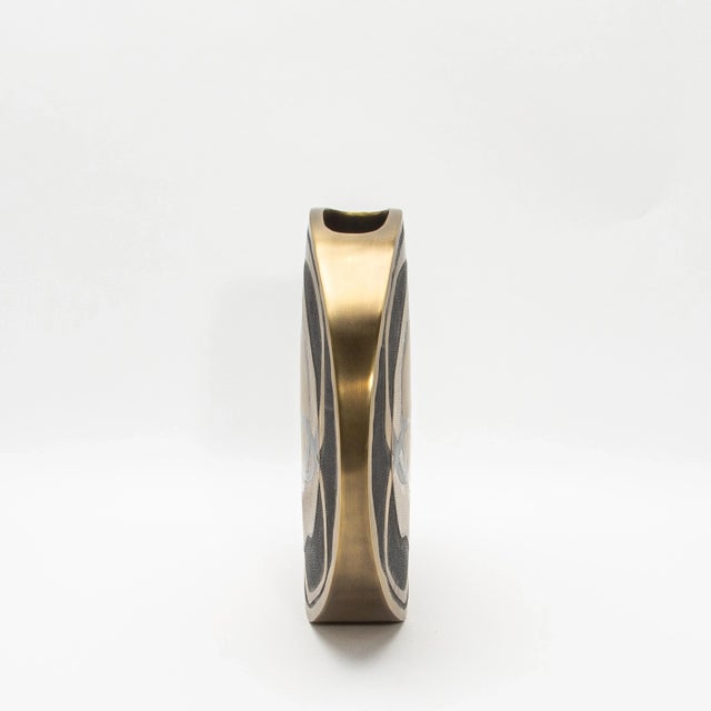 Modern Modern Vase in Shagreen With Shell and Brass Details by R & Y Augousti For Sale - Image 3 of 10