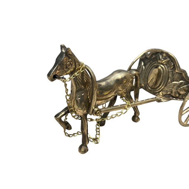 Metal Brass Chariot & Horse Figurine For Sale - Image 7 of 15