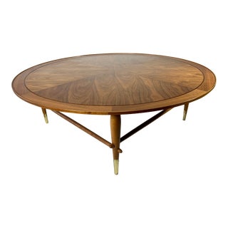 1960s Lane Copenhagen Book-Matched Walnut Circular Coffee Table For Sale