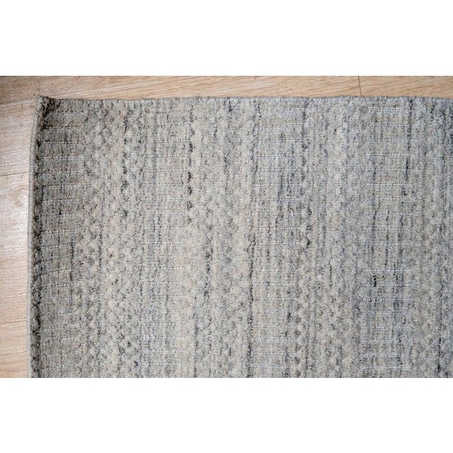 9x12 Ivory Handloomed Wool Subtle Textured Geometric Modern Carpet Rug For Sale - Image 9 of 9