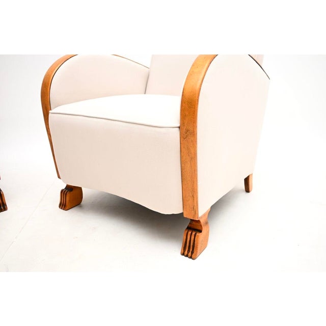 Brown Swedish Art Deco Armchairs in Satin Birch, 1930, Set of 2 For Sale - Image 8 of 11