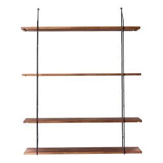 Black Shelving System with For Walnut Shelves For Sale