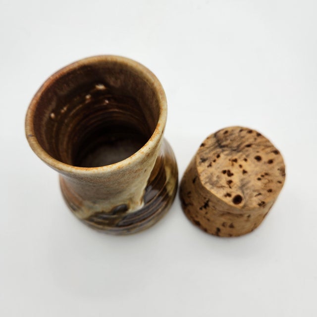 Ceramic Mid 20th Century Studio Pottery Corked Pot (Tall) For Sale - Image 7 of 12