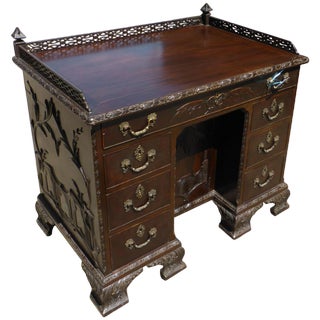 19th Century Chinese Mahogany Chippendale Desk For Sale