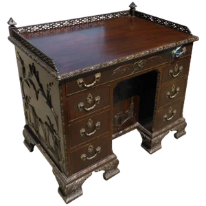 19th Century Chinese Mahogany Chippendale Desk