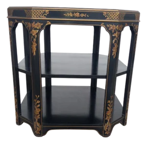 Late 20th Century Octagonal 3 Tier Oriental Lacquer Style End Table