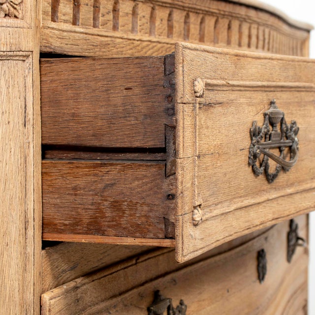 19th Century French Louis XVI Style Serpentine Front Bleached Oak Commode For Sale - Image 15 of 17