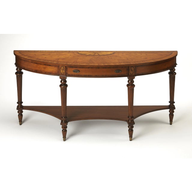 Latham Demilune Console Table, Medium Brown For Sale In Chicago - Image 6 of 6