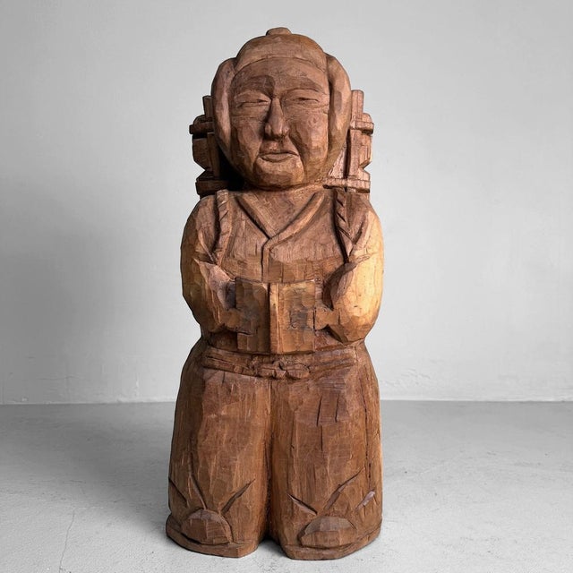 Japanese Mingei Wooden Sculpture of Ninomiya Kinjirō, Shōwa Period, 1920s-1940s For Sale - Image 11 of 11