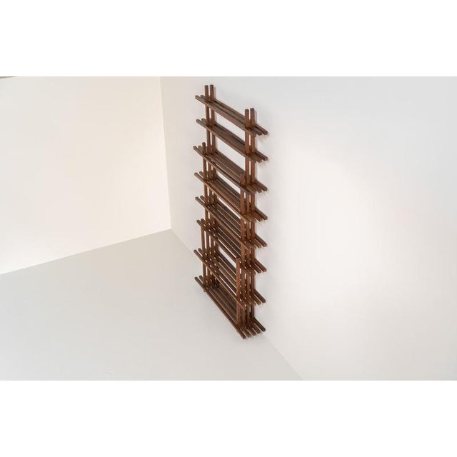 1960s Sculptural Wengé Slat Bookcase For Sale - Image 5 of 18