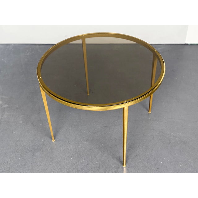 Gold Hollywood Regency Coffee Table in Brass and Glass from Vereinigte Werkstätten München, Germany, 1960s For Sale - Image 8 of 10