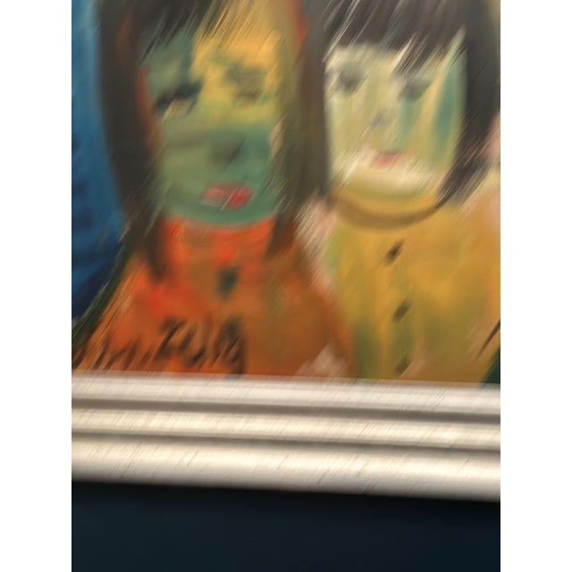 Louis Zelig, Three Little Children, 1960s, Oil Painting on Panel, Framed For Sale - Image 8 of 13