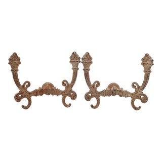 Pair of Antique Victorian Painted Cast Iron Hall Tree Hooks For Sale