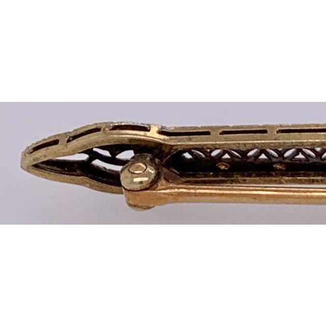 Victorian Victorian Sapphire Bar Pin, Pierced Floral Design For Sale - Image 3 of 10