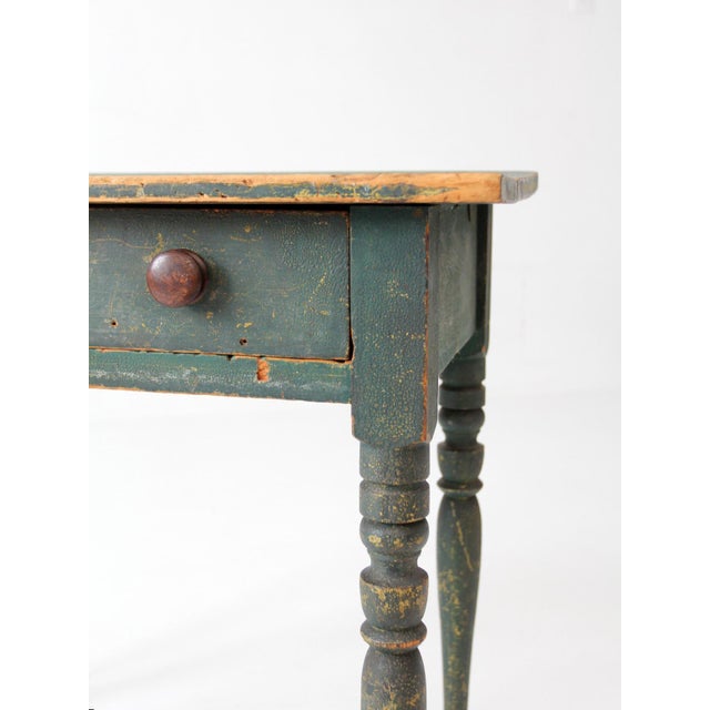 Antique American Painted Table With Drawer For Sale - Image 10 of 18