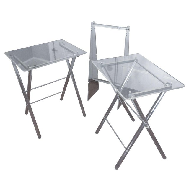 MidCentury Modern Lucite TV Trays & Stand Set of 3 Chairish