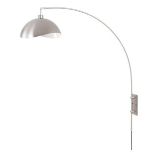Luna Bella Wall Arc Lamp - Satin Nickel, Half-Dome Shade, Dimmable For Sale