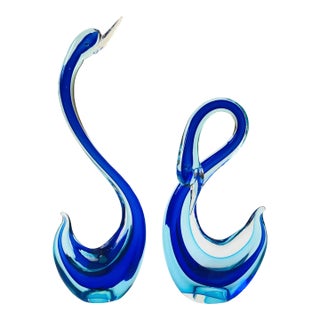 Large Murano Glass Swans - Set of 2 For Sale