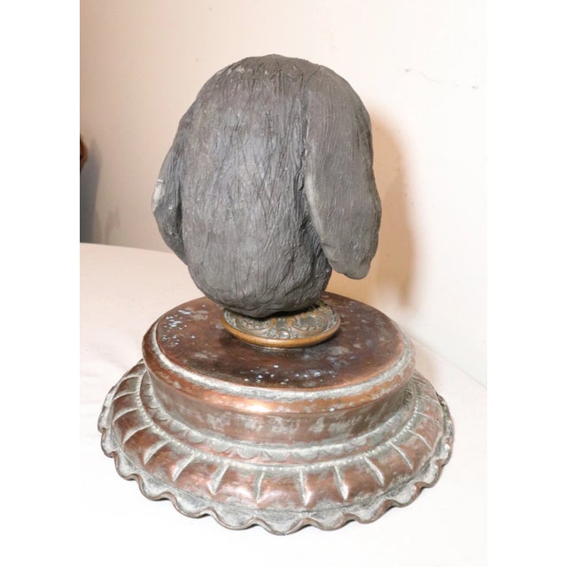Vintage Handmade Figural Solid Sculpted Pottery Dog Head Sculpture Statue Figure For Sale In New York - Image 6 of 12