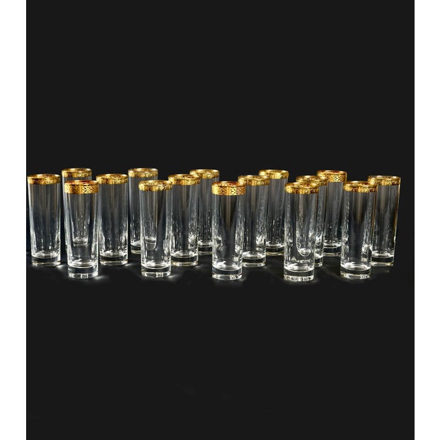 1950s Mid-Century French Gilded Rim Glasses from Saint Louis, 1950s, Set of 16 For Sale - Image 5 of 10