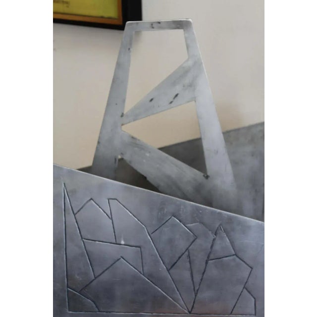 1960s 1960s Modern Aluminum Magazine / Log Holder Rack For Sale - Image 5 of 11